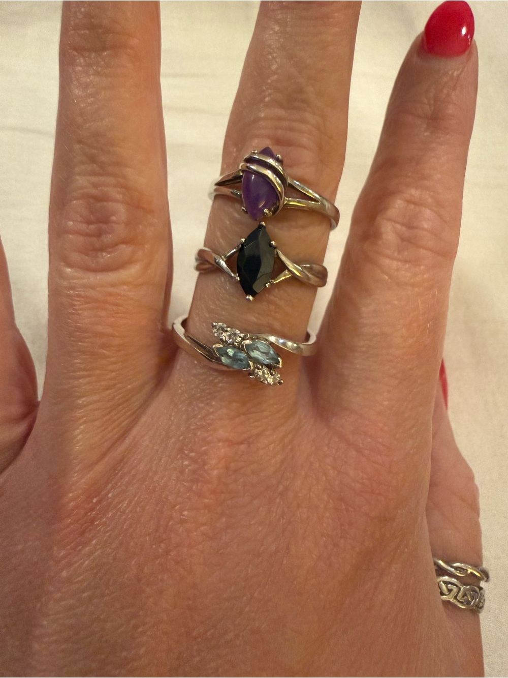 5 Vintage Avon Sterling Silver Rings Size 9 to 10